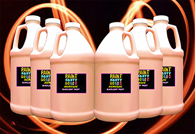 6 Pack - ½ Gallon Acrylic Neon Blacklight Paint (UV Glow) - Orange